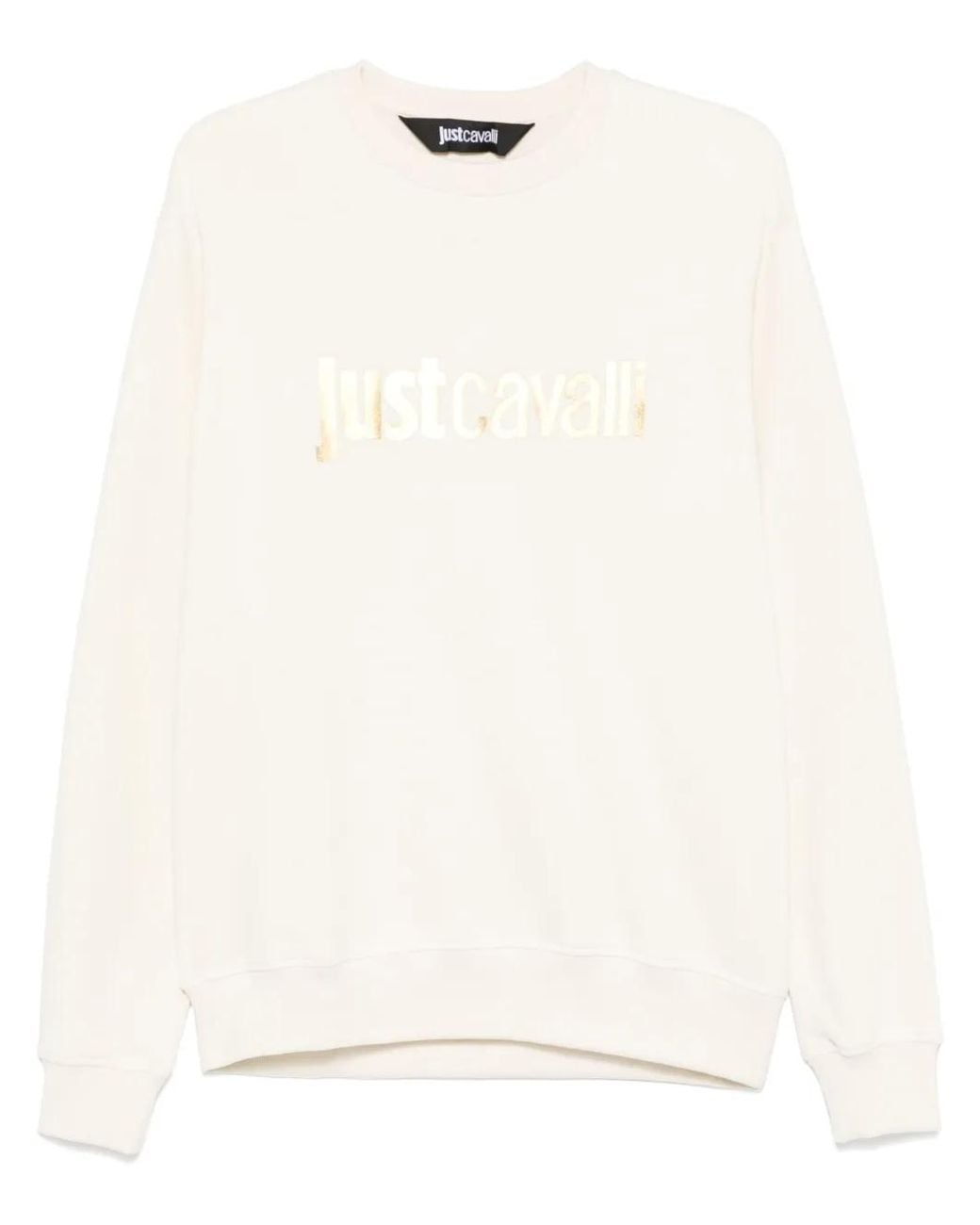 Just Cavalli Natural Cotton Jersey Crewneck Logo Sweatshirt for men