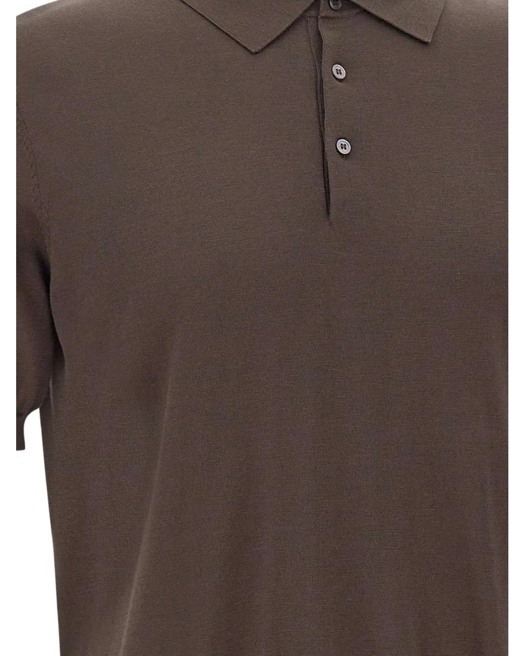 Kangra Brown Ribbed Short-Sleeved Polo Shirt for men