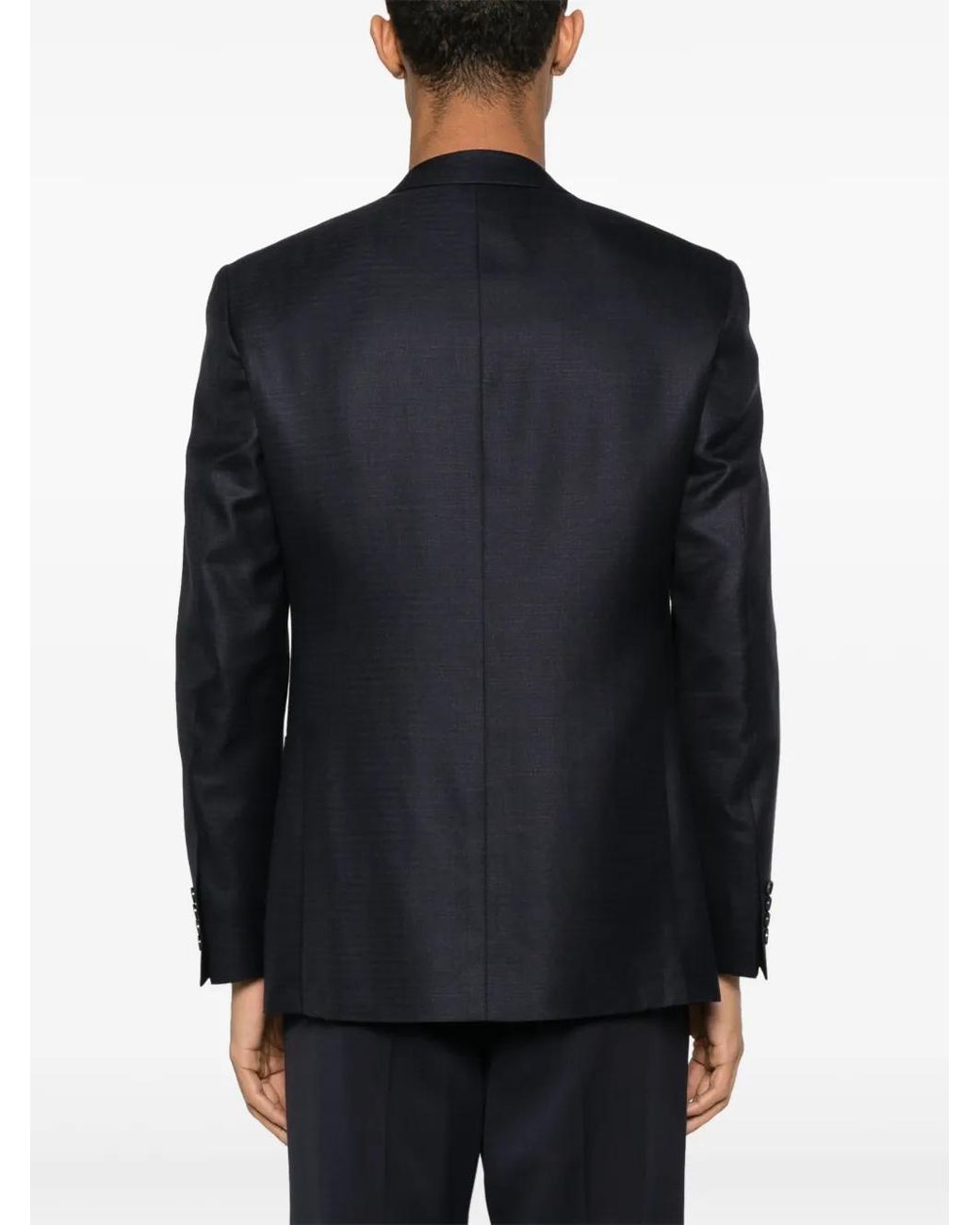 Canali Blue Herringbone-Pattern Blazer for men