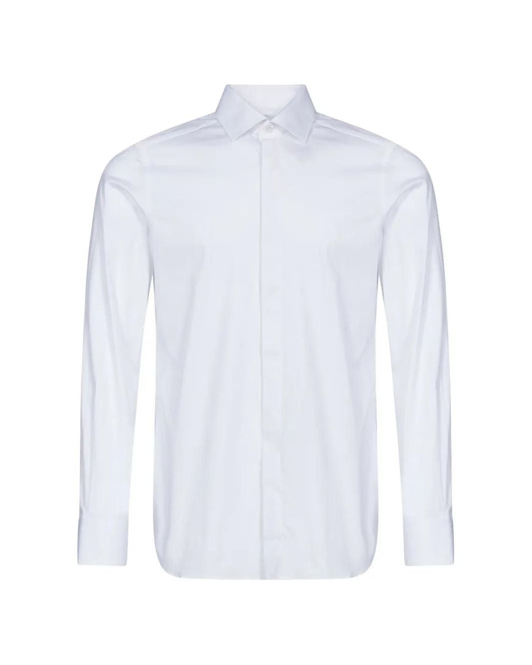 Zegna White Pointed-Collar Button-Fastening Shirt for men