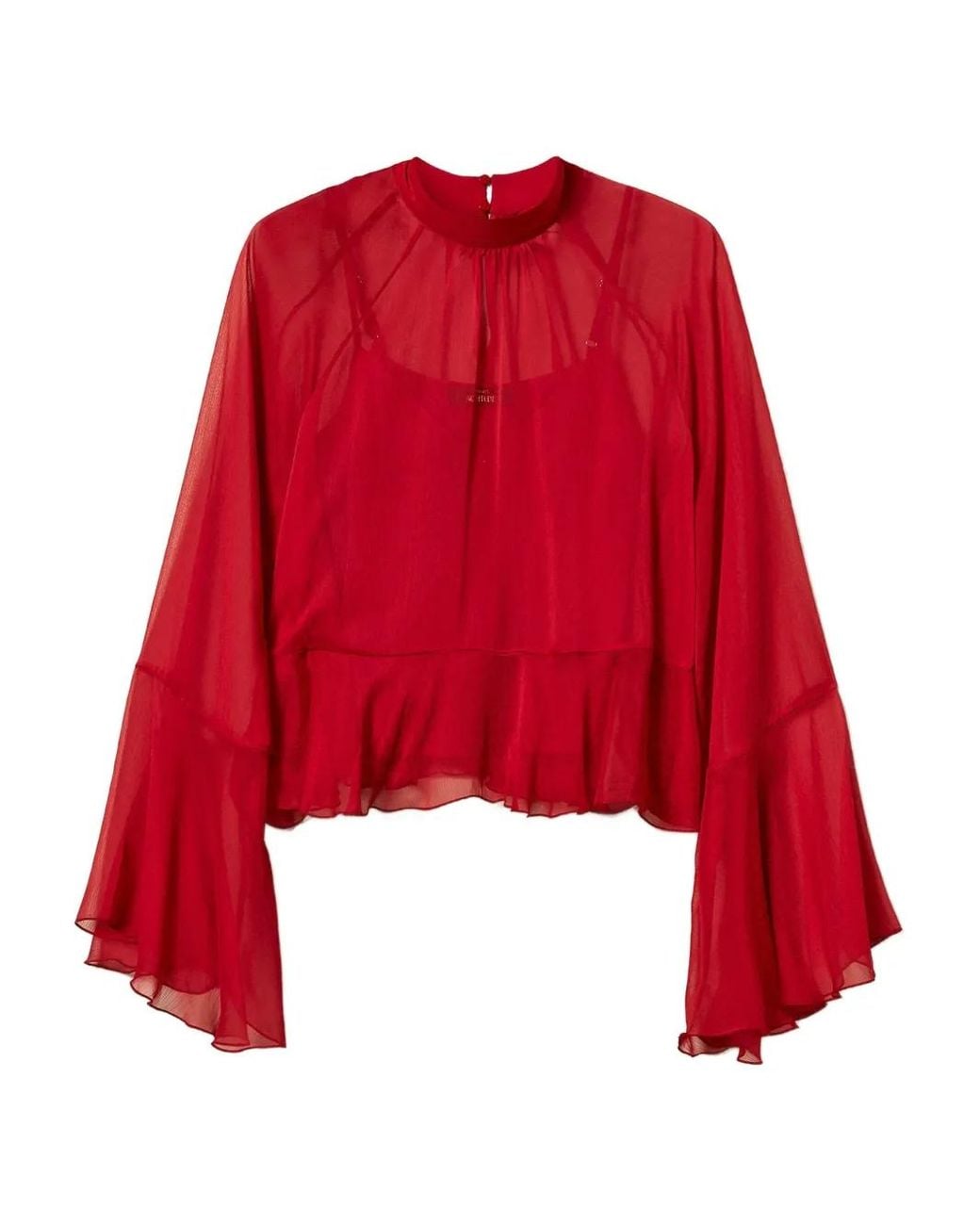 Twinset Red Bell-Sleeve Blouse