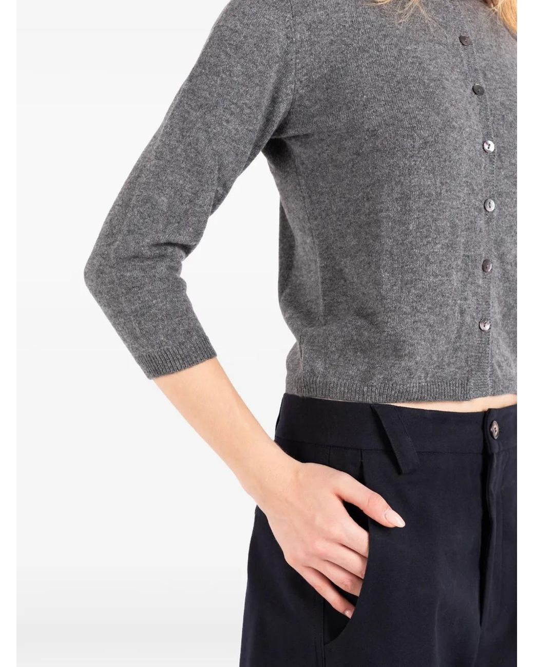 Societe Anonyme Gray Ingrid Button-Up Cropped Cardigan