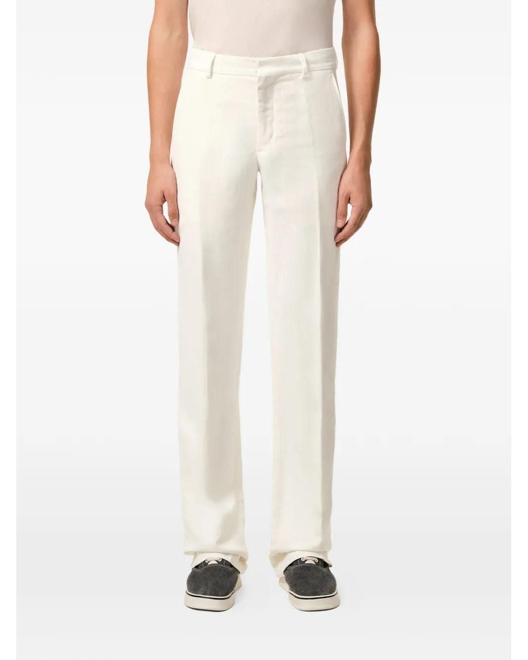 AMI White Straight Trousers for men
