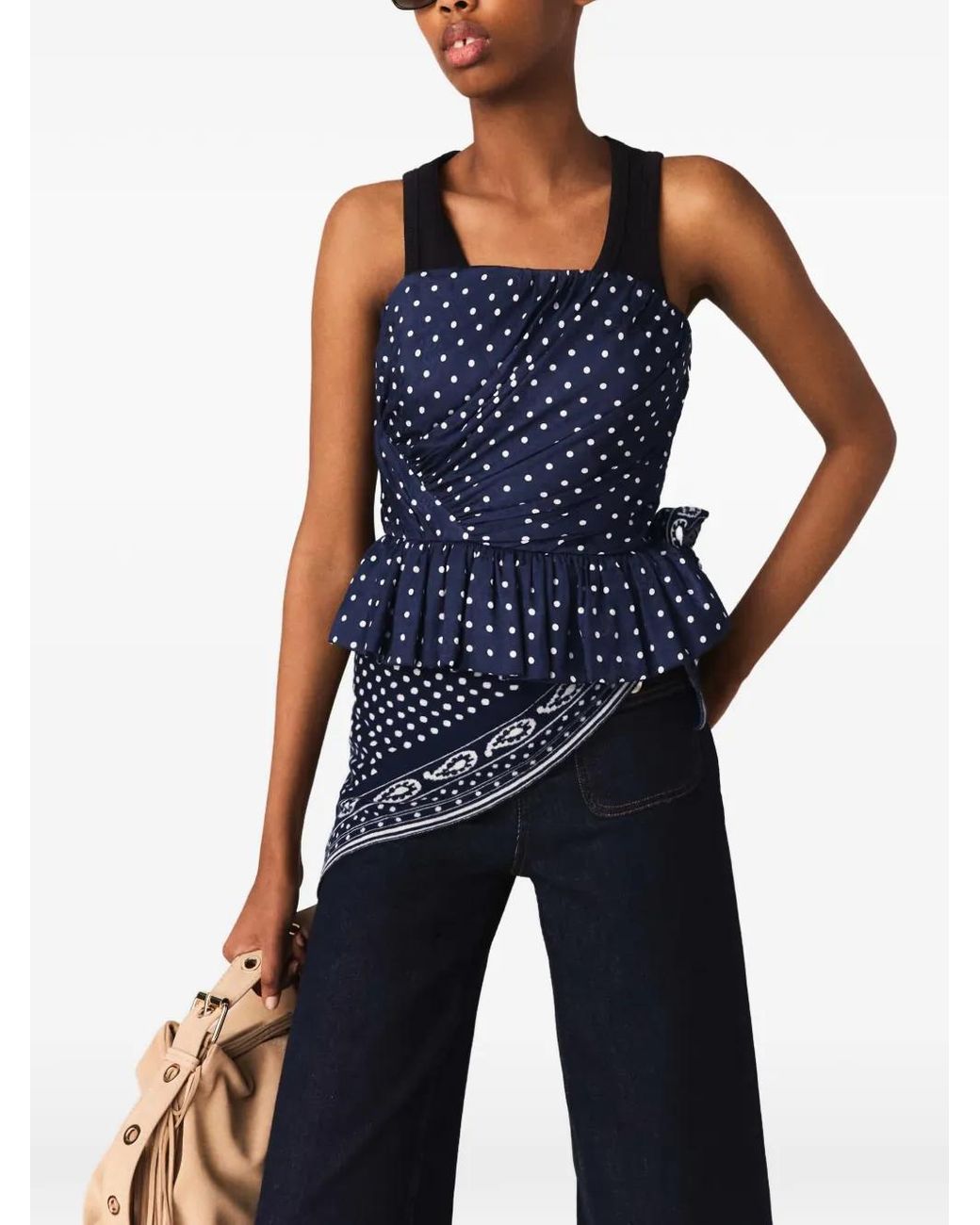 Maje Bustier Top Met Patroon in het Blue