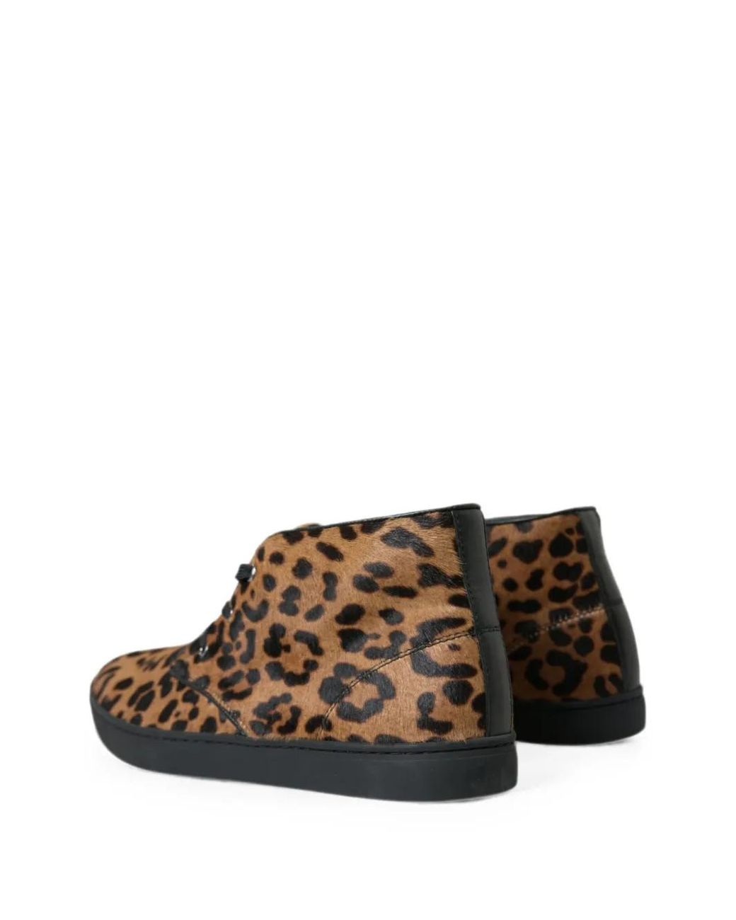 Dolce & Gabbana Brown Leopard-Print Calf Hair Sneakers for men