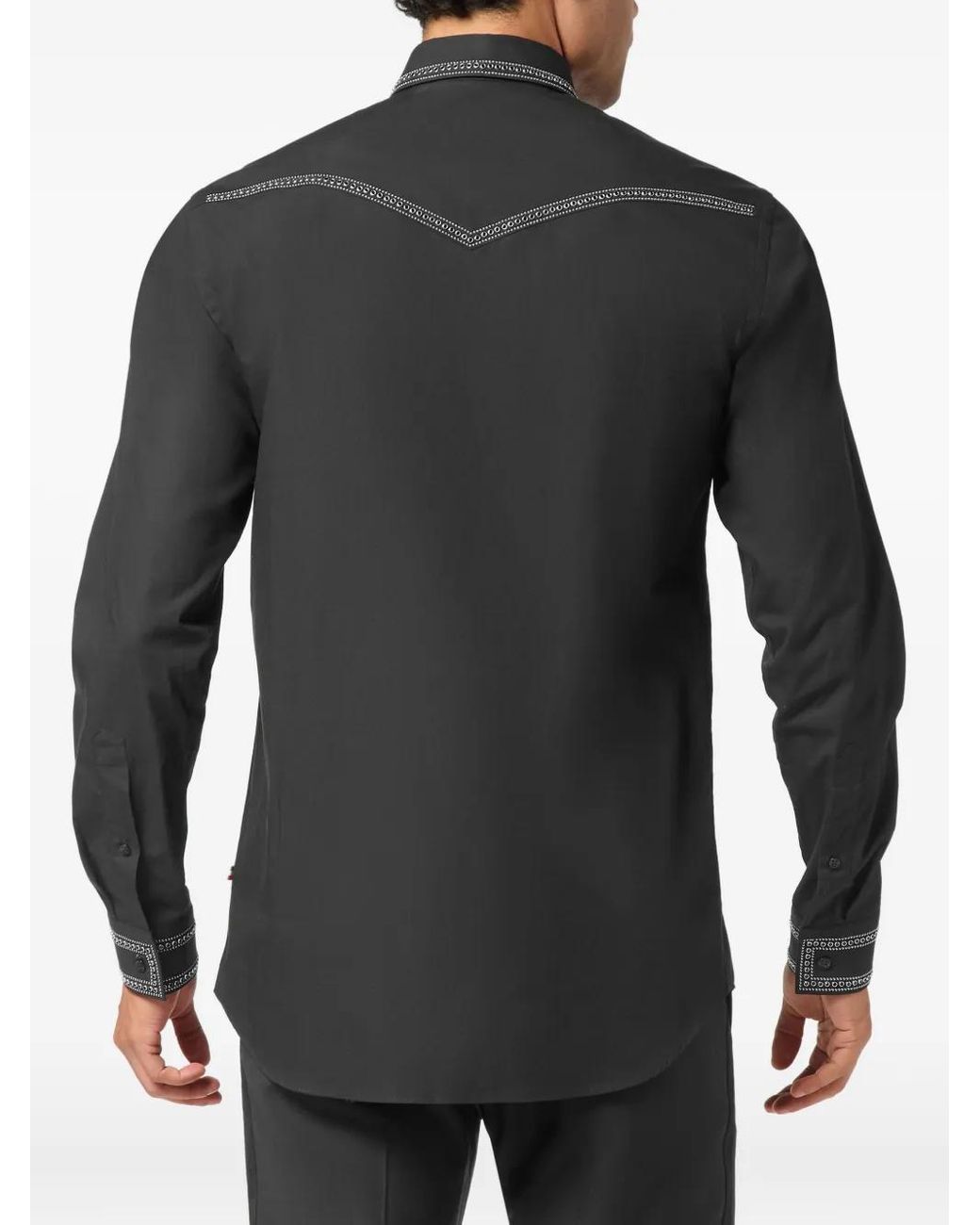 Philipp Plein Black Stud-Embellished Cotton Shirt for men