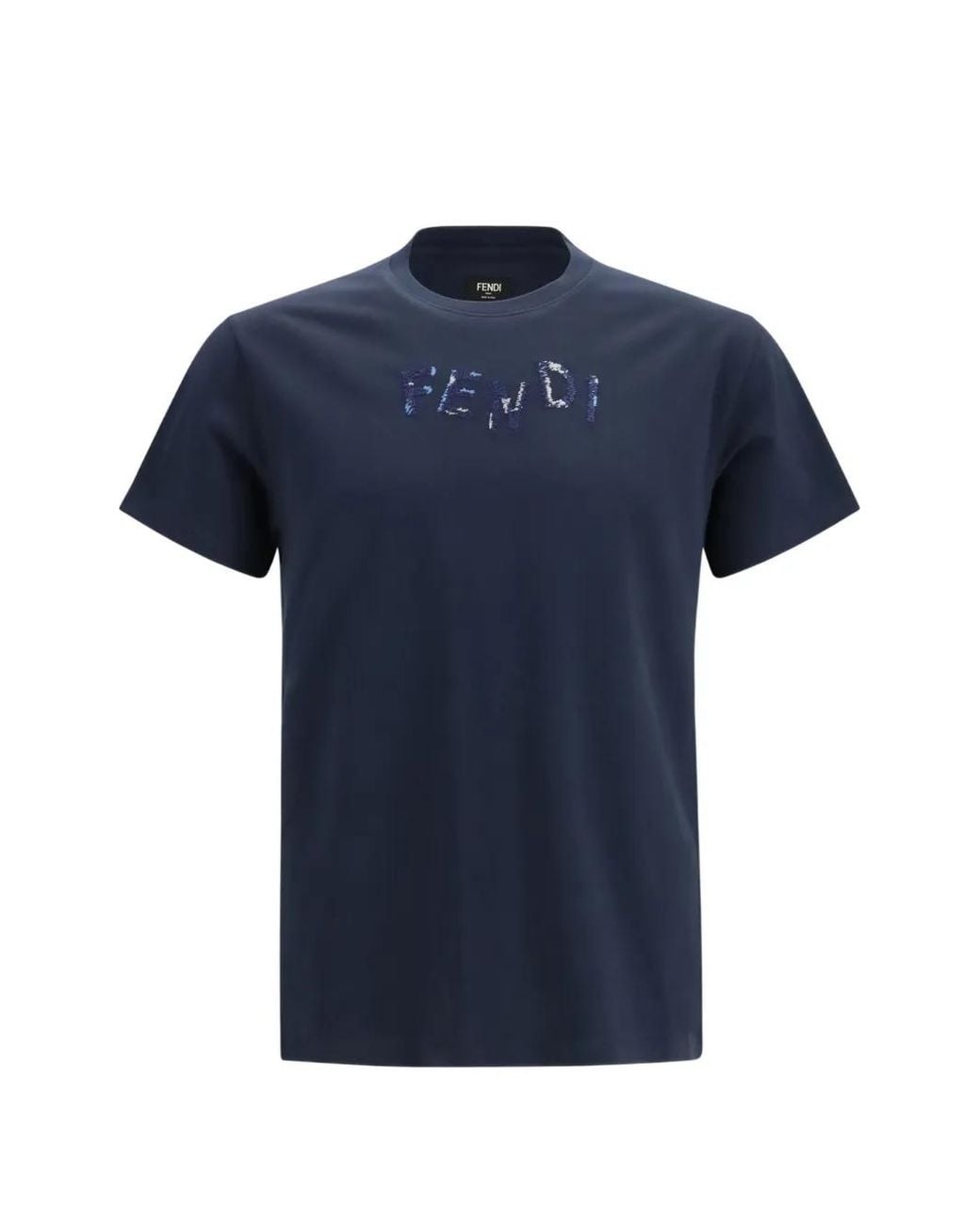 Fendi Blue Cotton T-Shirt for men