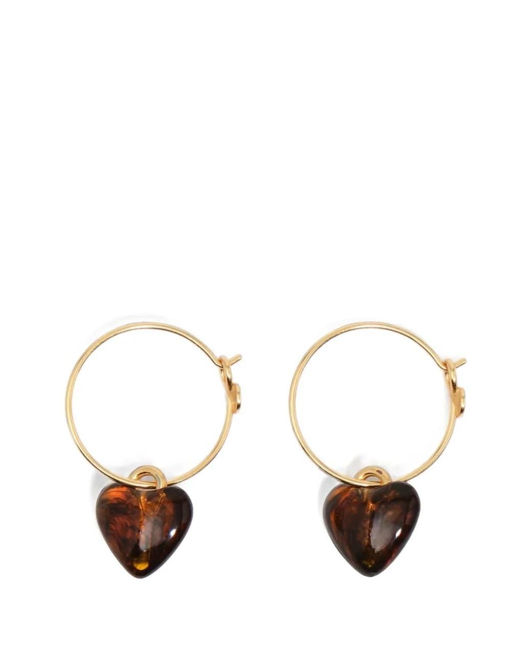 Bimba Y Lola White Amber Resin Heart Hoop Earrings