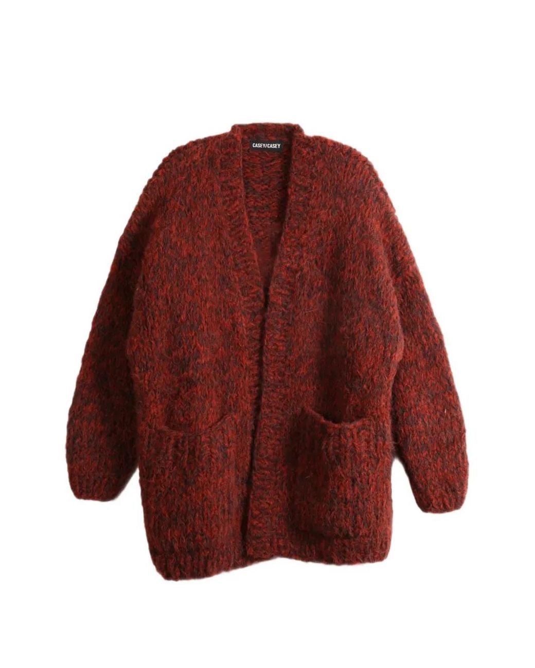 Casey Casey Red Elsa Brushed-Knit Patch-Pocket Cardigan
