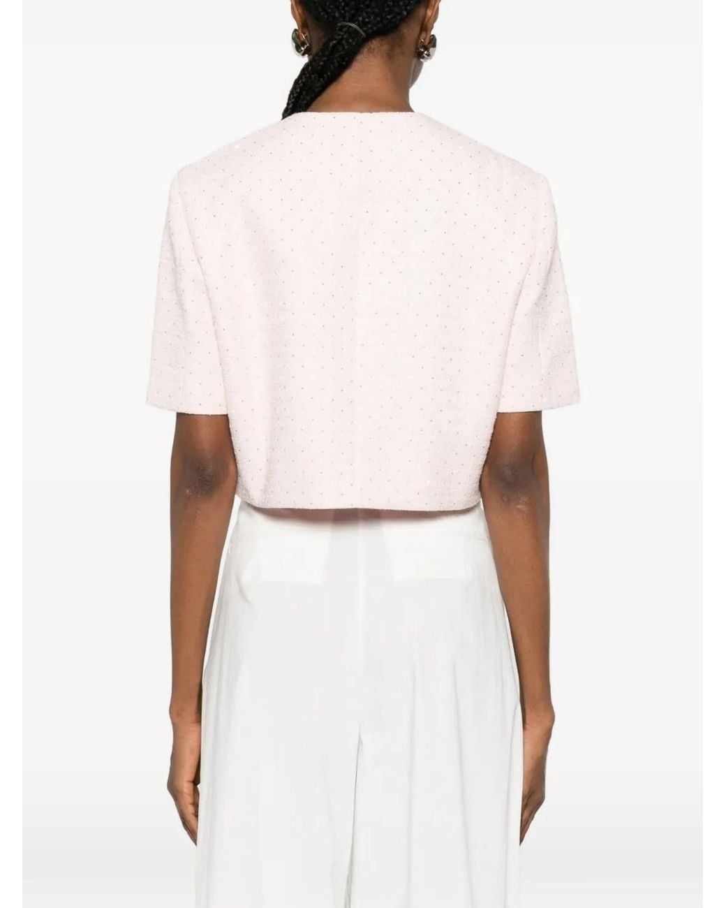 Maje Pink Short-Sleeved Tweed Jacket