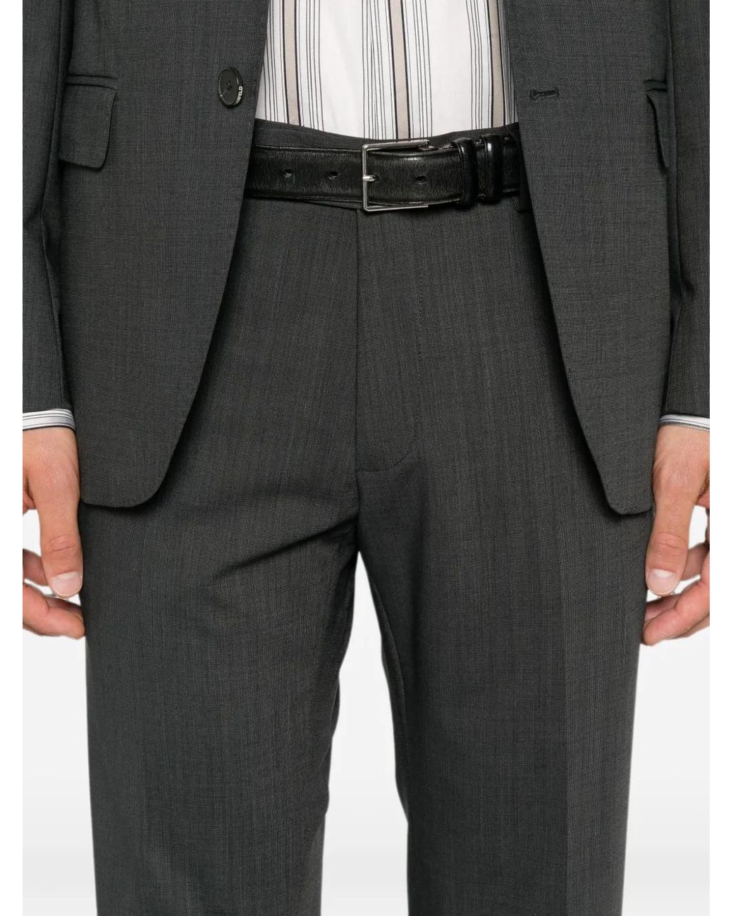 Karl Lagerfeld Black Pressed-Crease Tailored Trousers for men