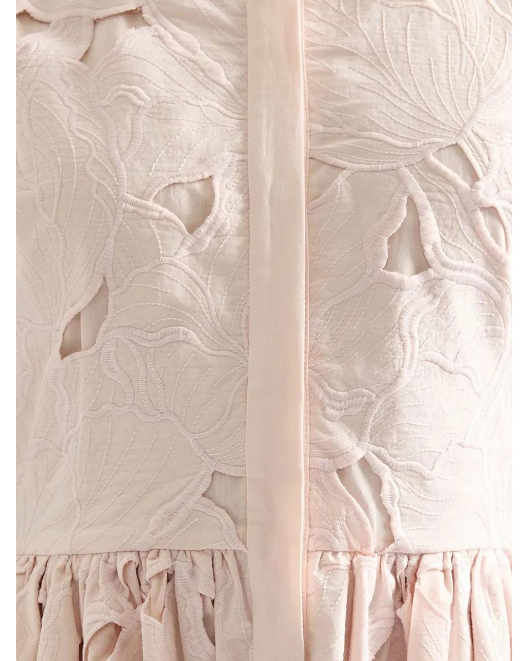 Erdem Pink Floral-Cutwork Sleeveless Midi Dress