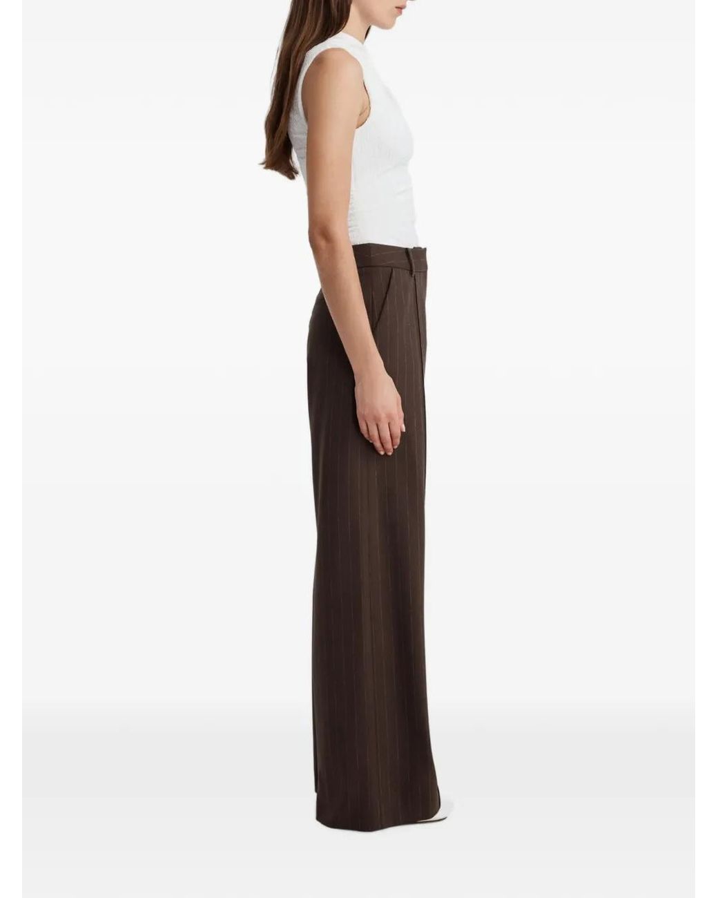 Anna Quan Brown Pantalon Adam À Rayures Craie