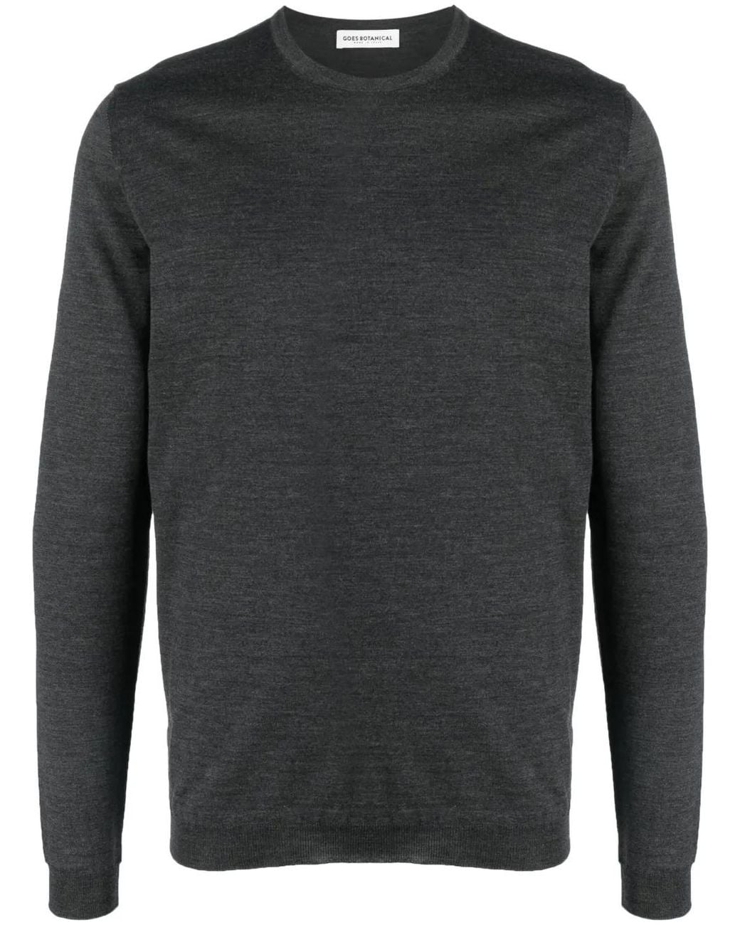GOES BOTANICAL Black Crew-Neck Merino-Wool Jumper for men
