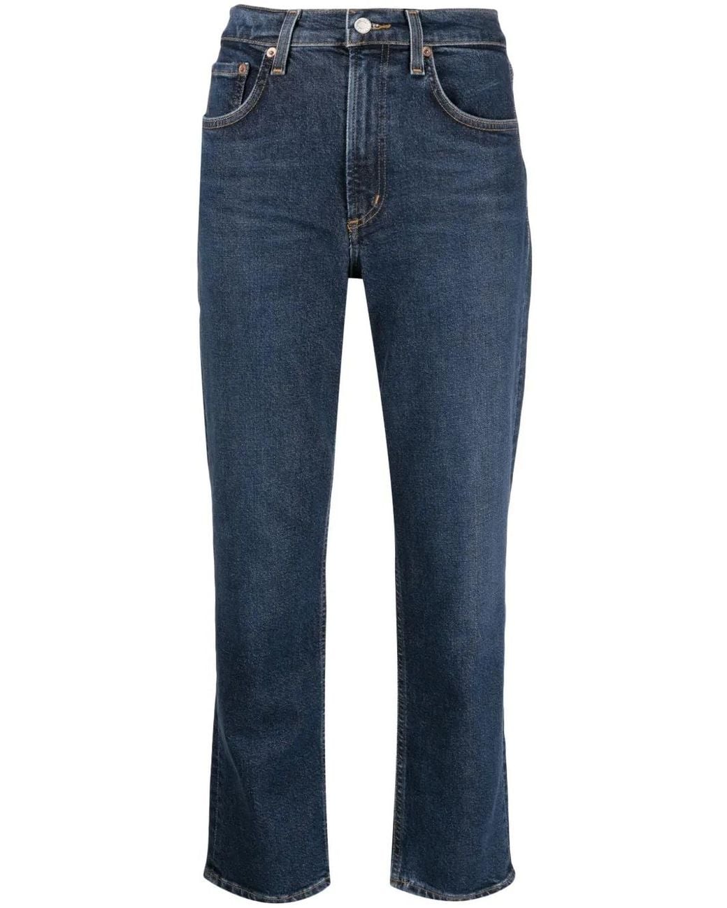 Agolde Blue Kye Straight-Leg Cropped Jeans