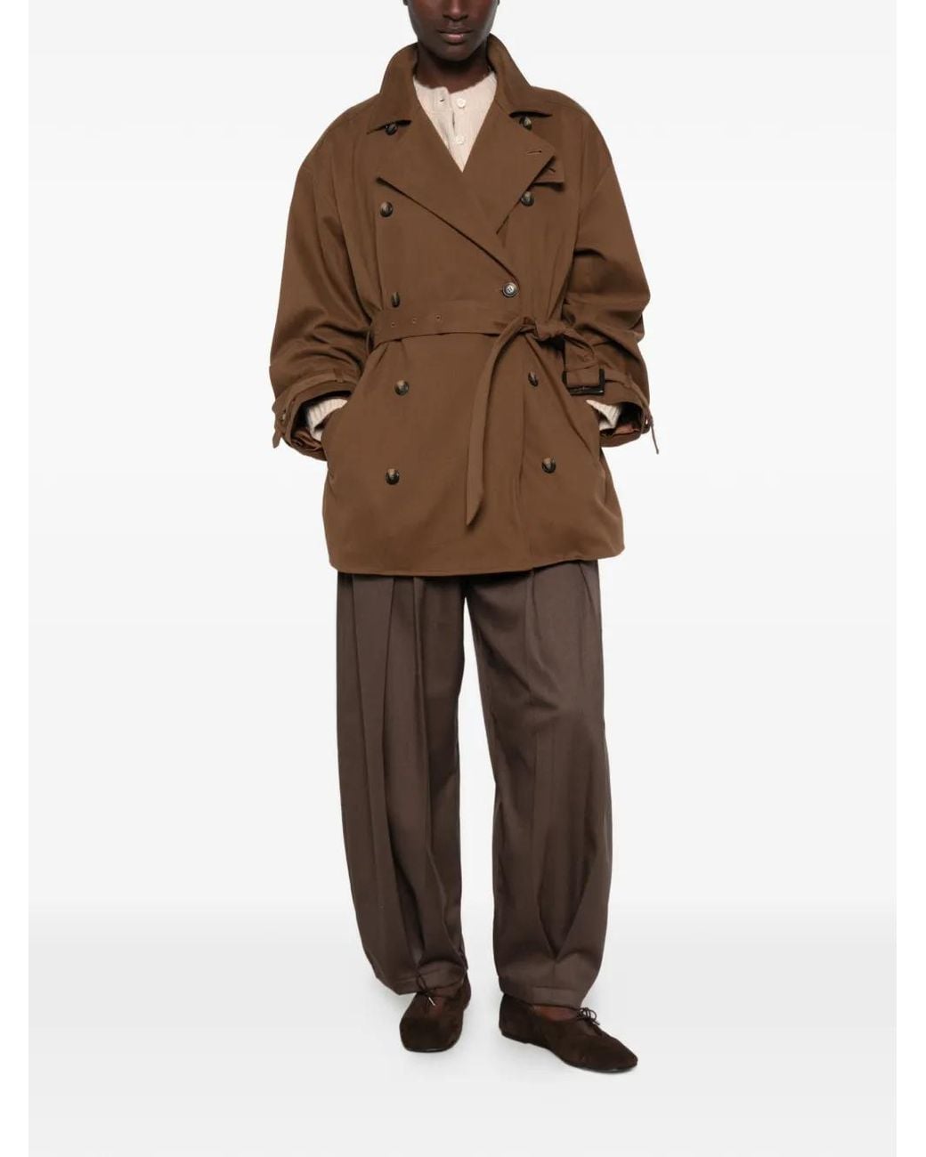 Doen Brown Wolfe Double-Breasted Trench Coat