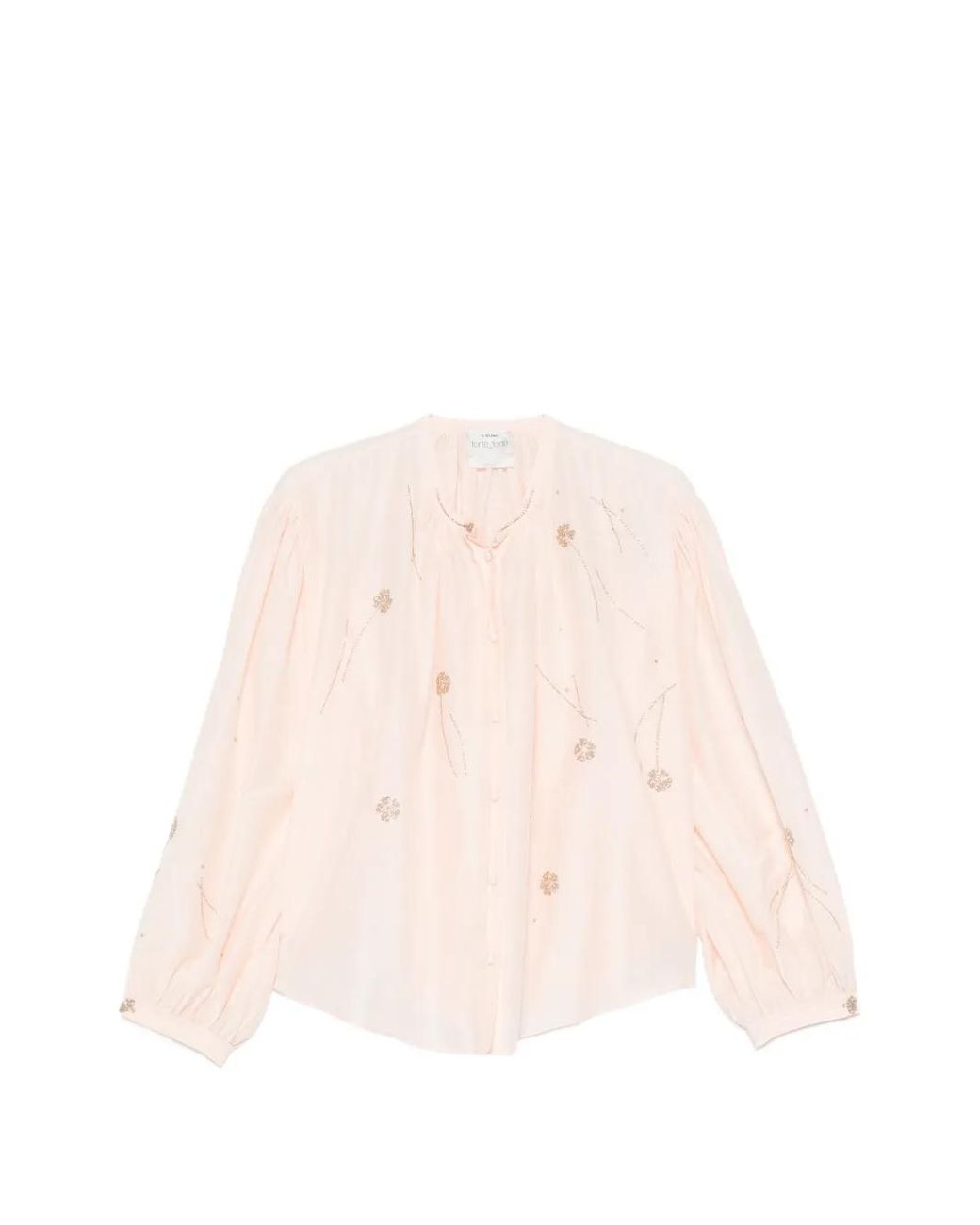 Forte_forte Pink Embroidered Balloon-Sleeve Blouse