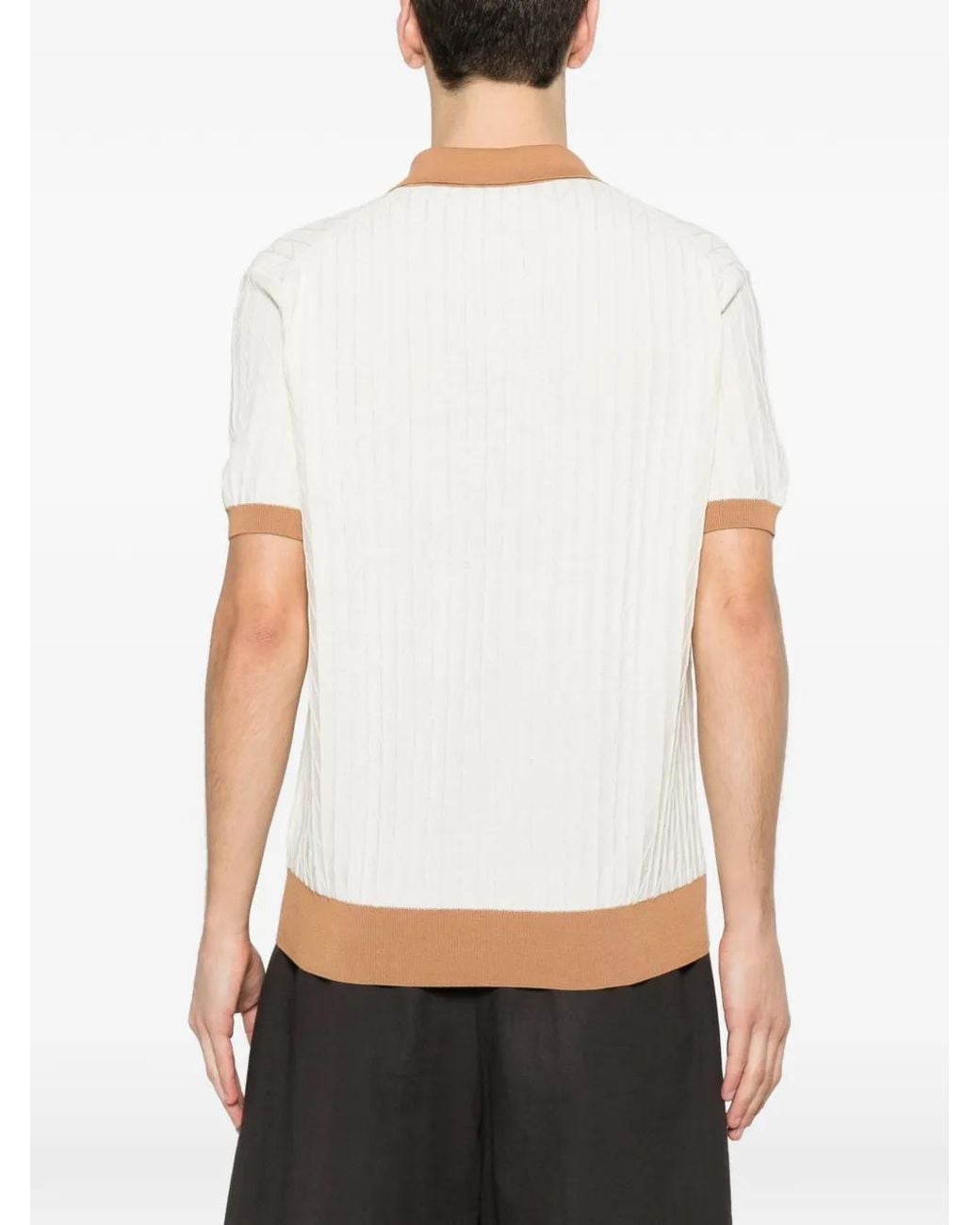 Canali White Contrast-Trim T-Shirt for men