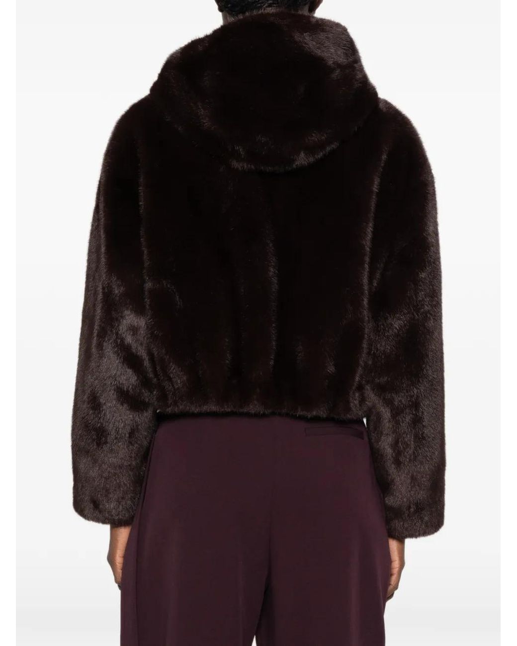 Pinko Black Gasteria Faux Fur Cropped Jacket