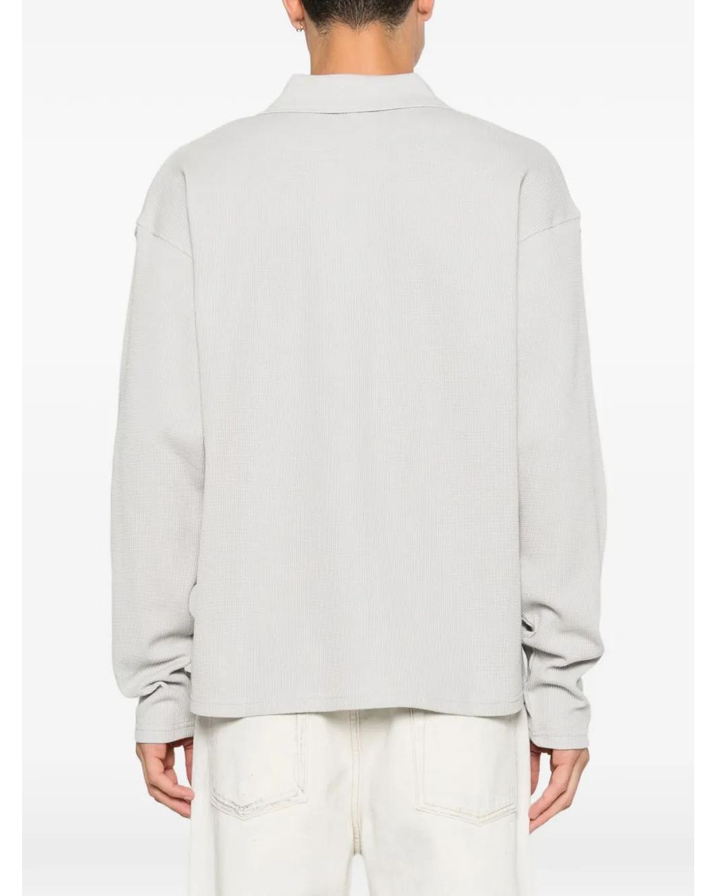 Won Hundred White Long-Sleeve Polo Shirt for men