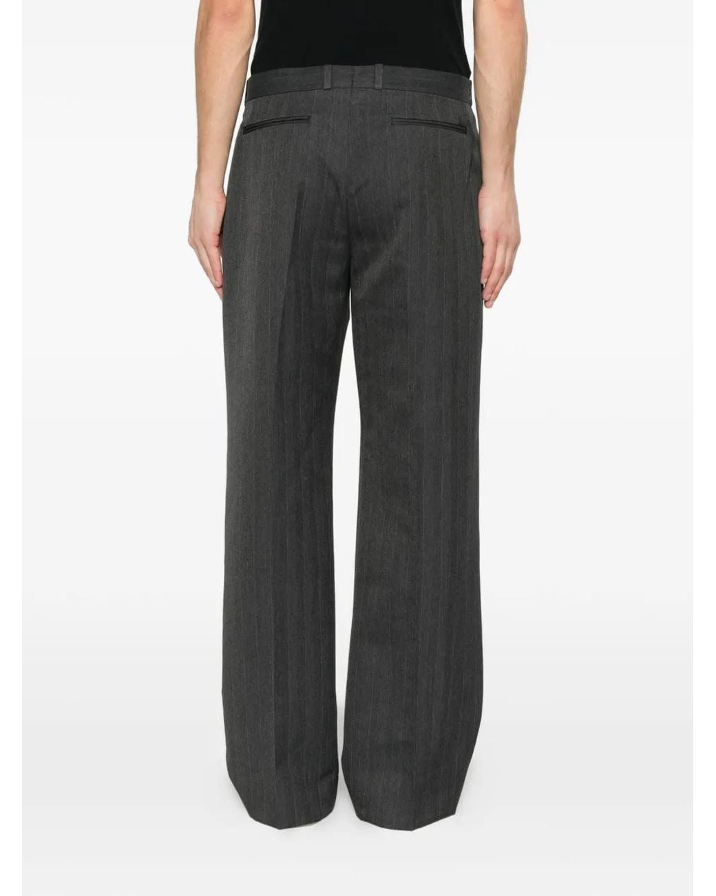 Our Legacy Gray Slack Pinstripe Trousers for men
