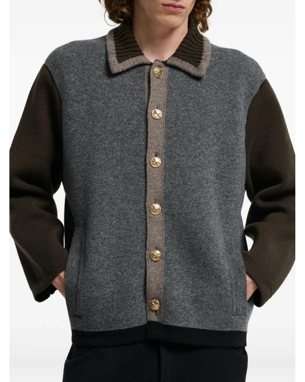 Barrie Gray Colour-Block Buttoned Jacket