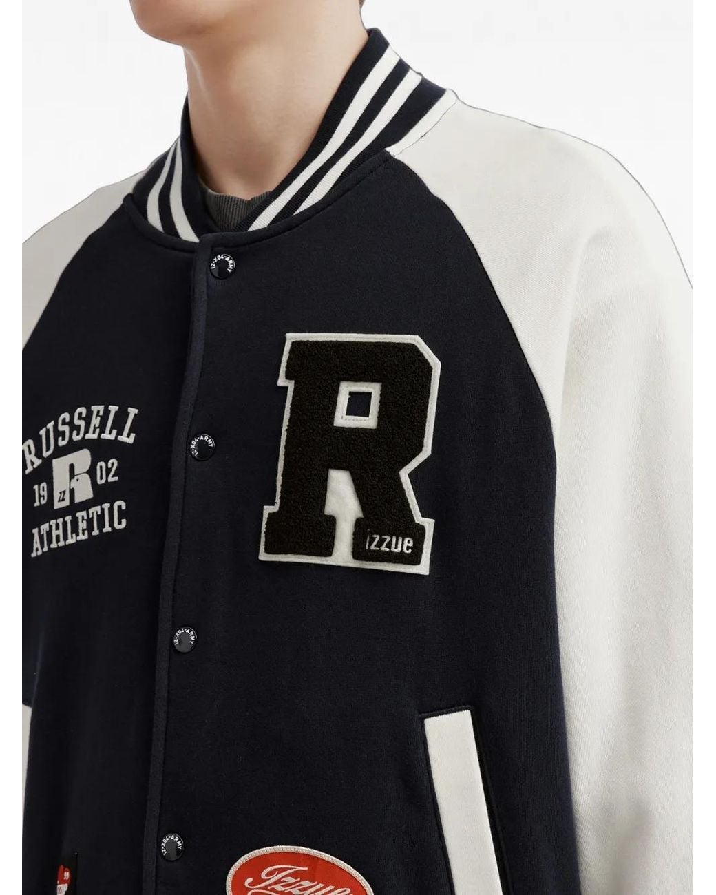 Izzue Blue Logo-Patch Raglan-Sleeve Sweatshirt for men