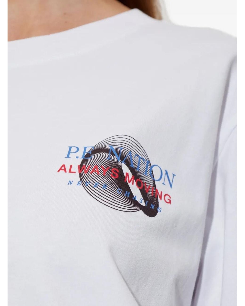 P.E Nation White Snap Logo-Print T-Shirt