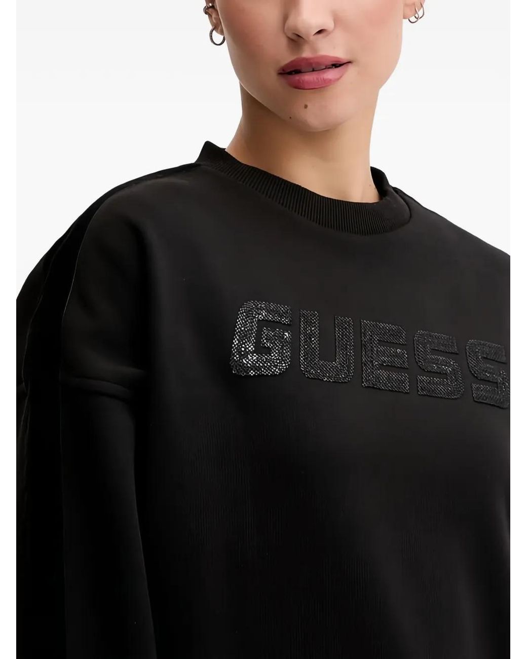 Guess Black Velvet Panel Sweatshirt