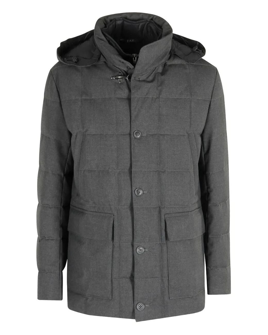 Fay Black Removable Hood Canvas Jacket for men