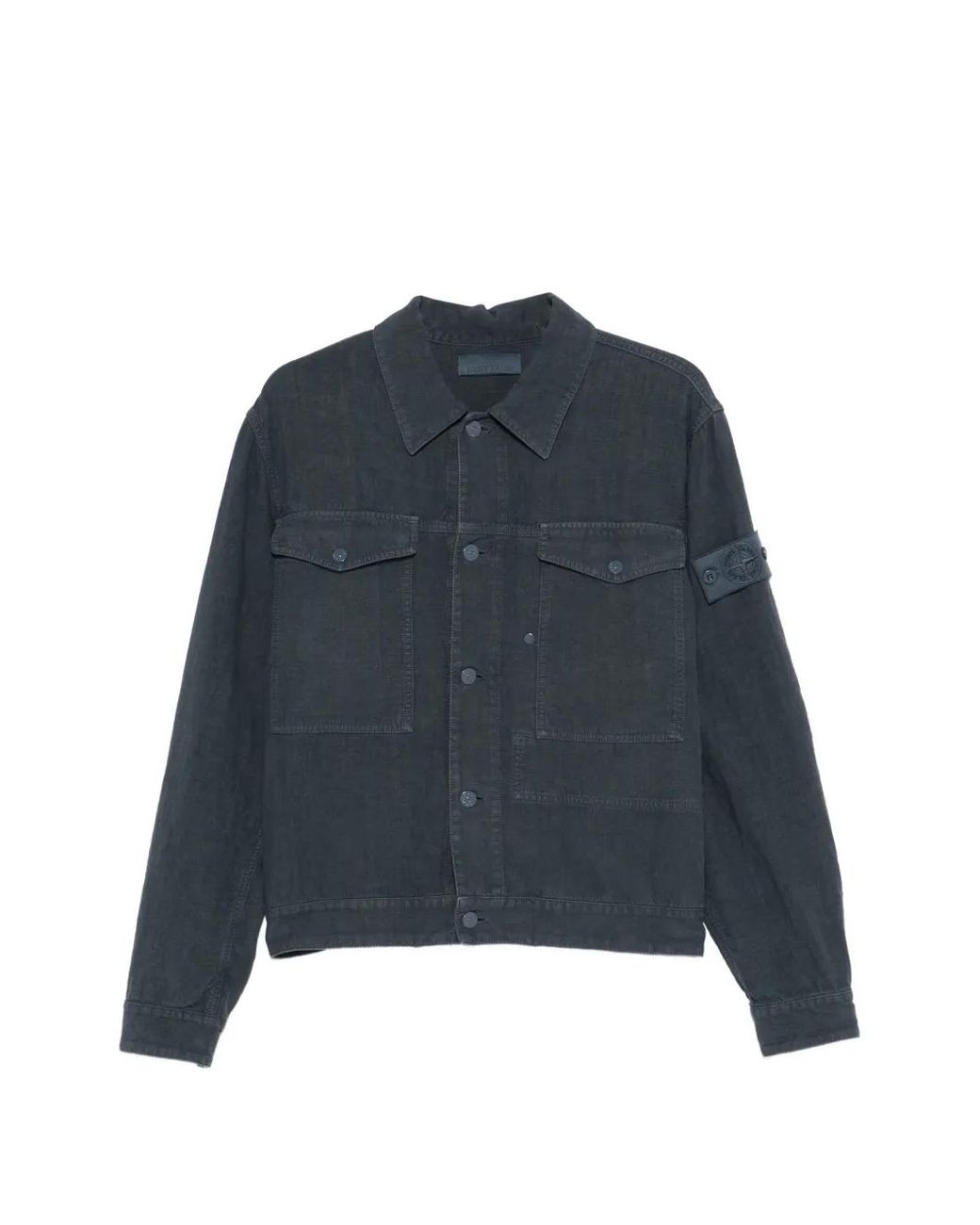 Stone Island Blue 4100040 Bonded Linen-Tc.I. Ghost Jacket for men