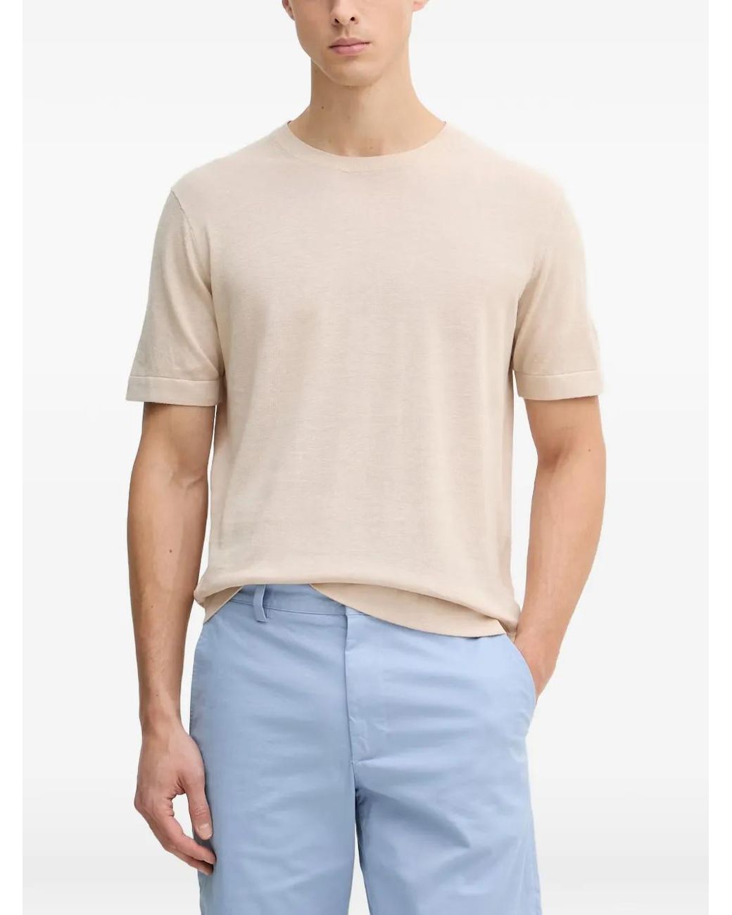 Mos Mosh Blue Crew-Neck T-Shirt for men