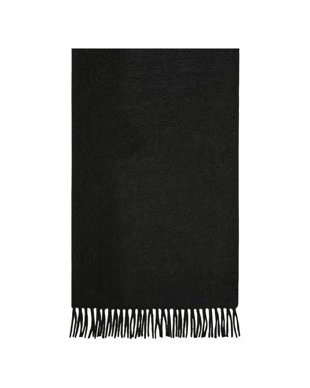 Max Mara Black Fringed-Edge Scarf