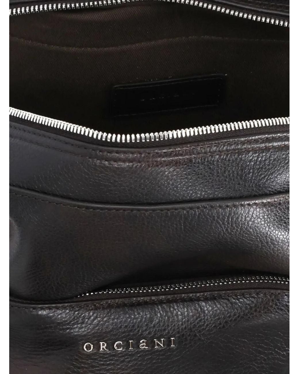 Orciani Black Work Lagoon Grained Leather Backpack for men