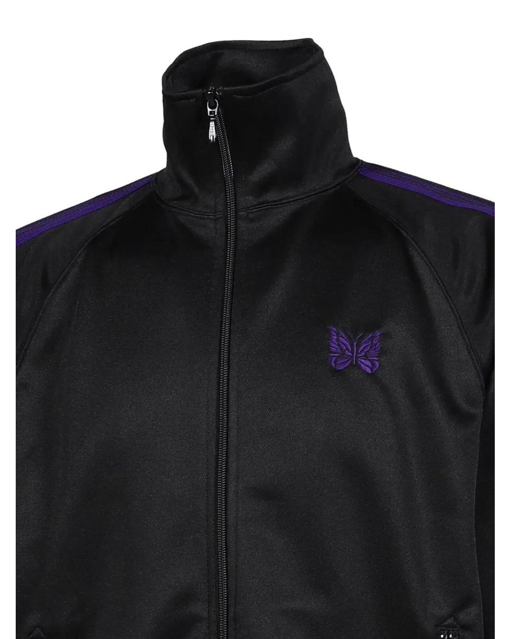 Needles Black Embroidered Track Jacket for men