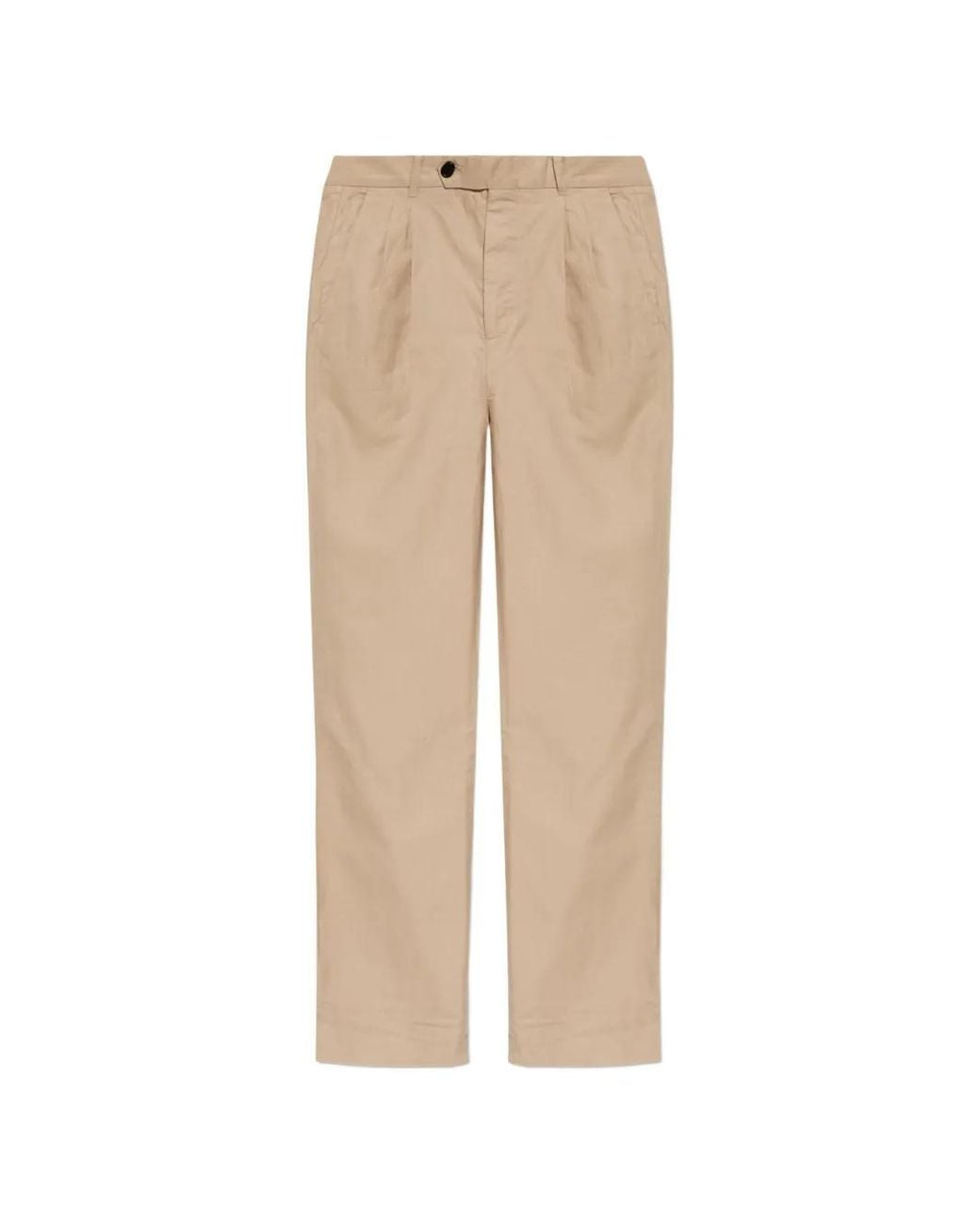 AllSaints Natural Pleated Straight-Leg Trousers for men