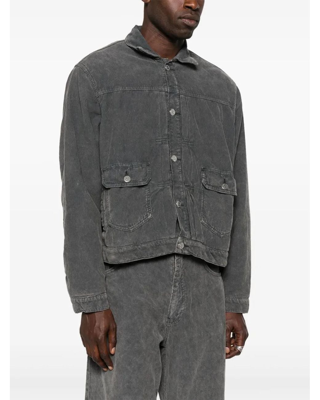 sunflower Gray Cotton Single-Breasted Coat for men