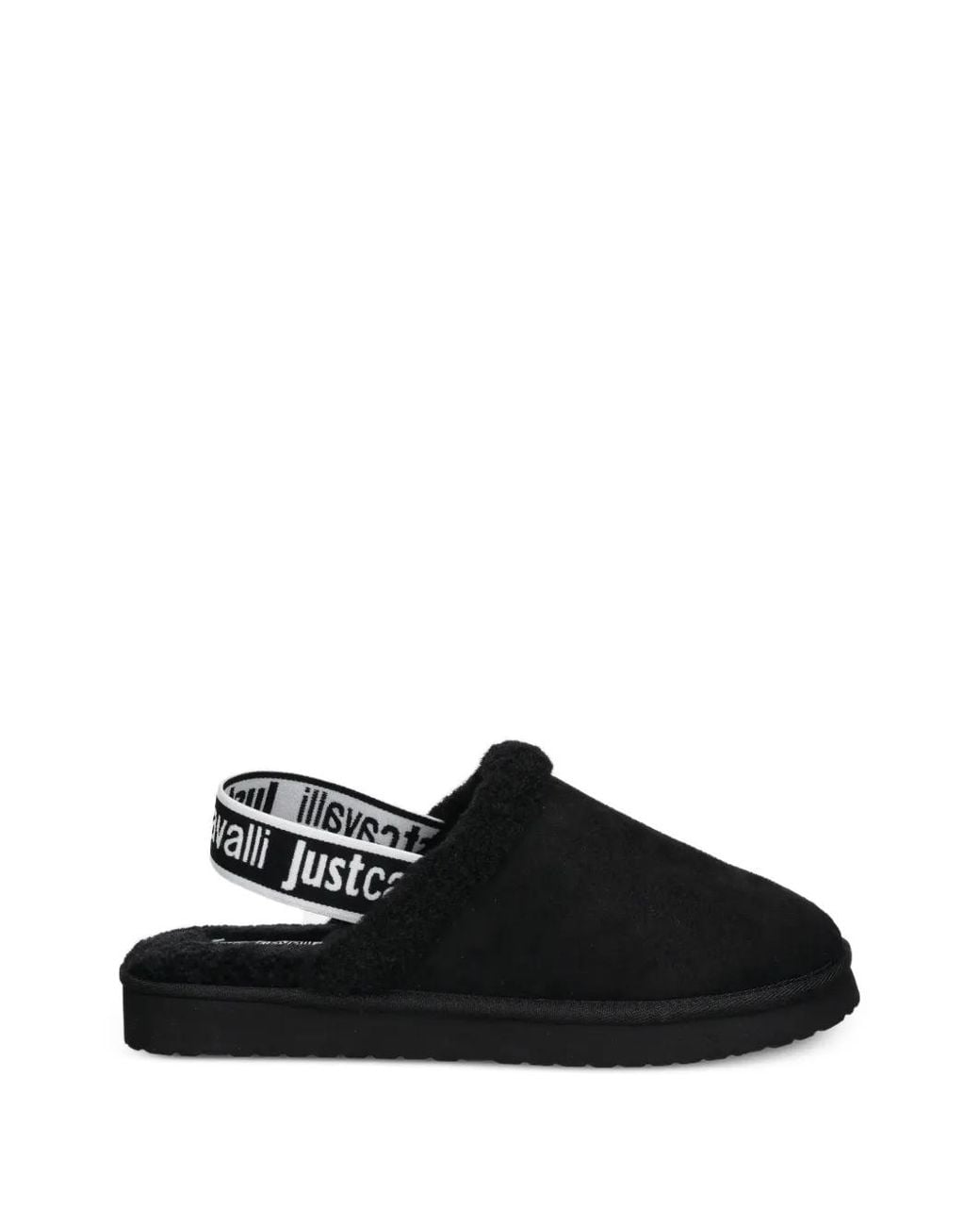 Just Cavalli Black Round-Toe Mules