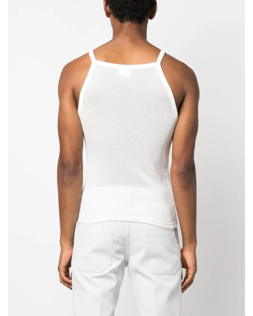 Courreges White Bumpy Contrast Mesh Tank Top for men