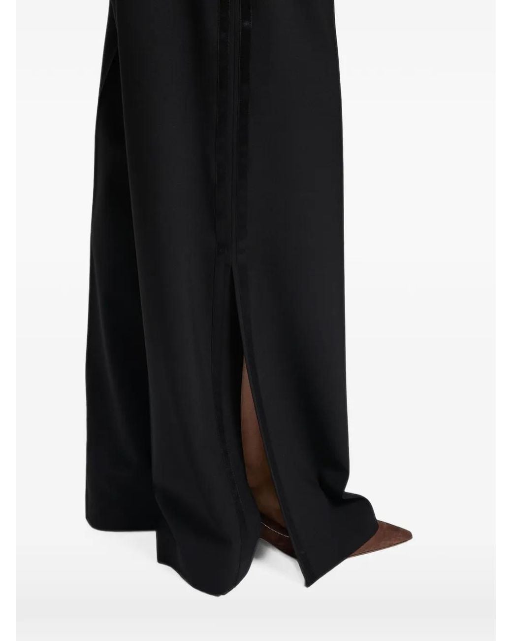 Peserico Black Satin-Trim Pleated Trousers