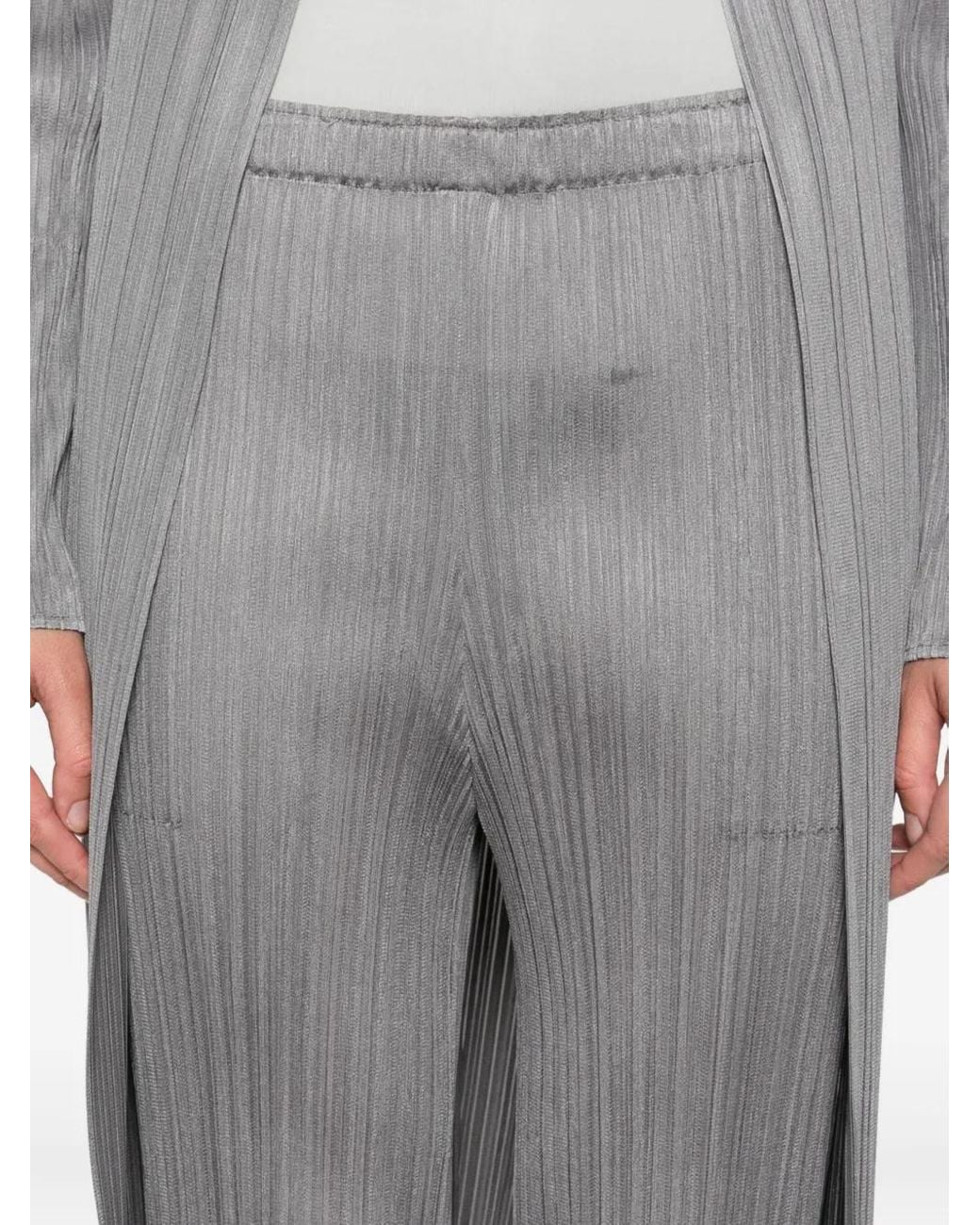 Pleats Please Issey Miyake Gray Pleated Trousers