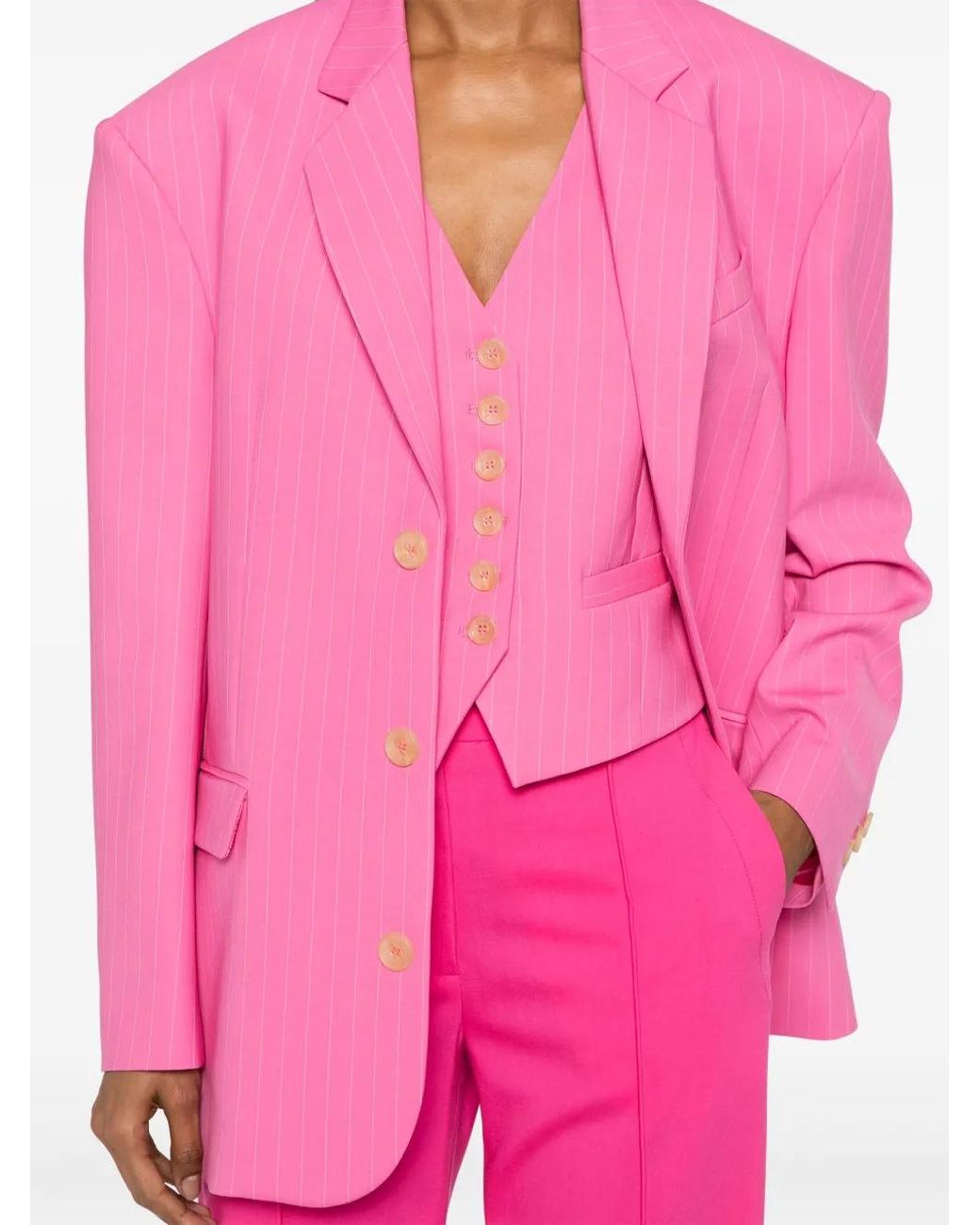 GIUSEPPE DI MORABITO Pink Pinstripe Single-Breasted Blazer