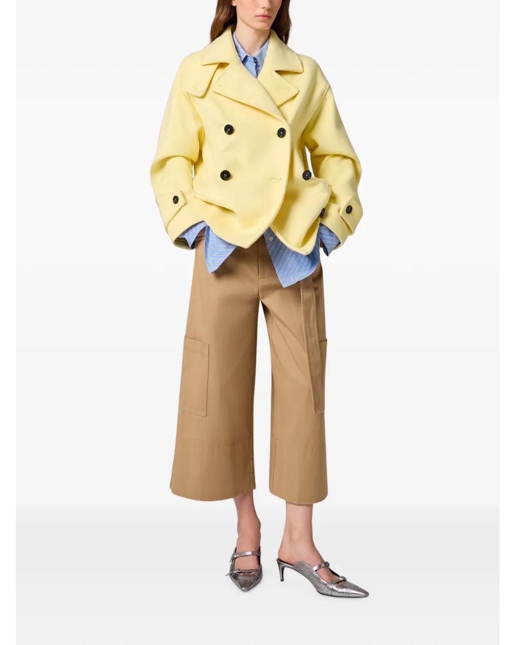 MSGM White Belted Cropped Trousers