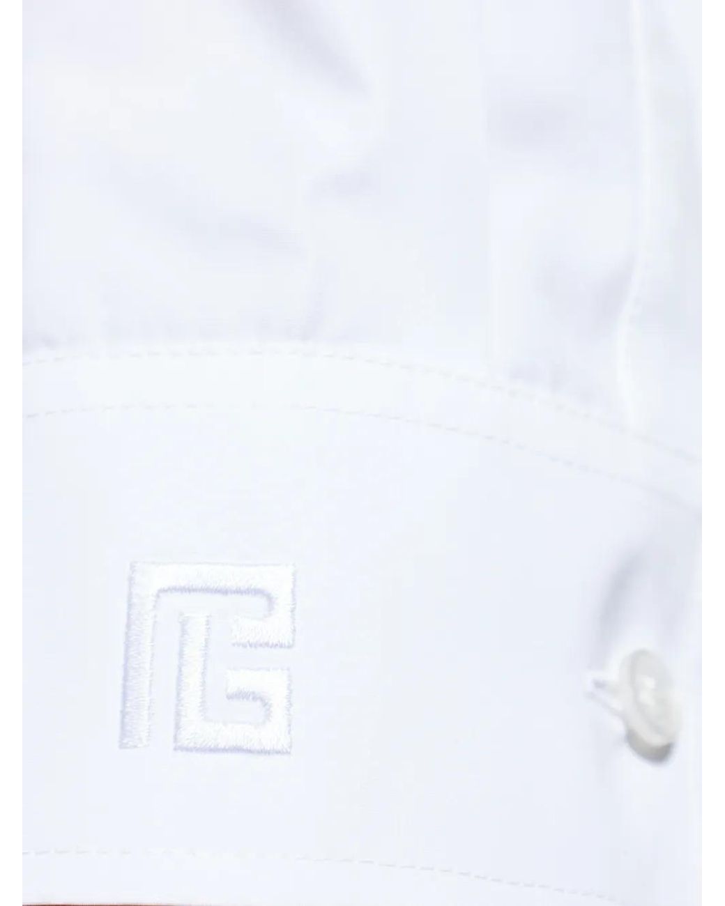 Camicia Con Logo di Balmain in White da Uomo