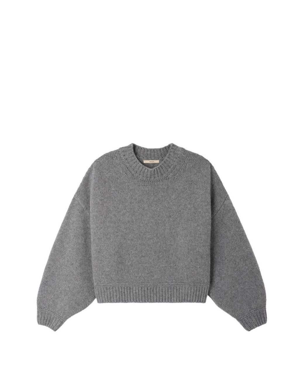 Sessun Gray Pull Spero En Maille Côtelée À Épaules Tombantes