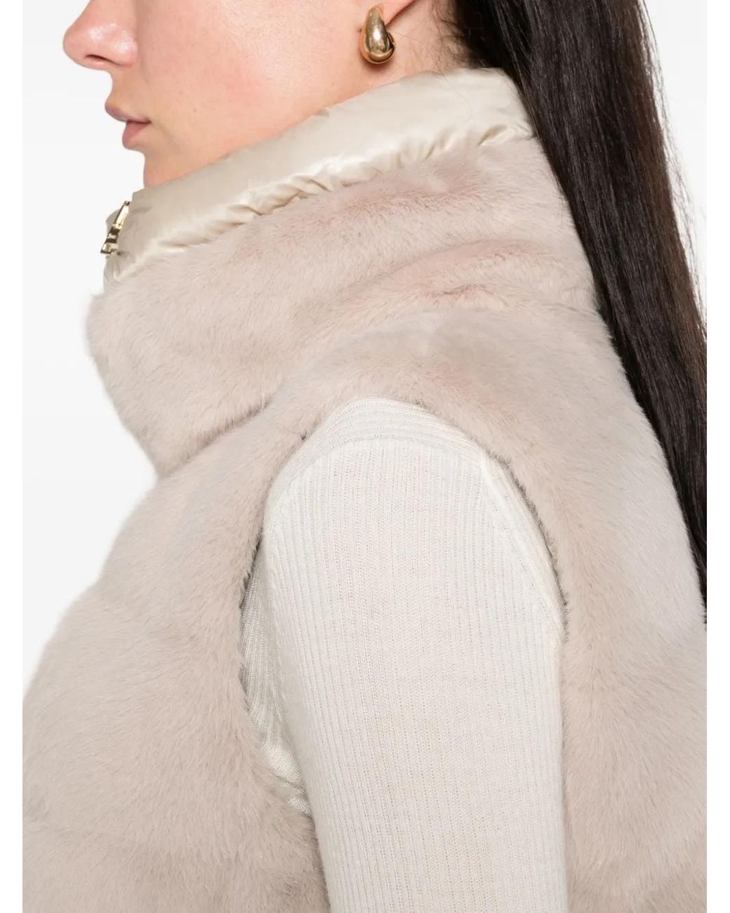 Herno Natural Eco Fur Quilted Padded Vest Clothing