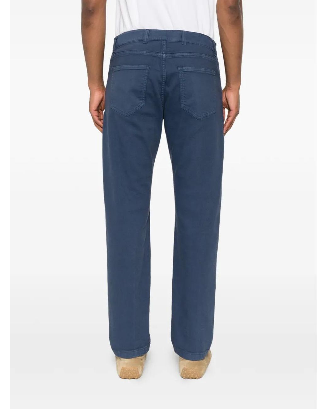 Eleventy Blue Five-Pocket Straight-Leg Trousers for men