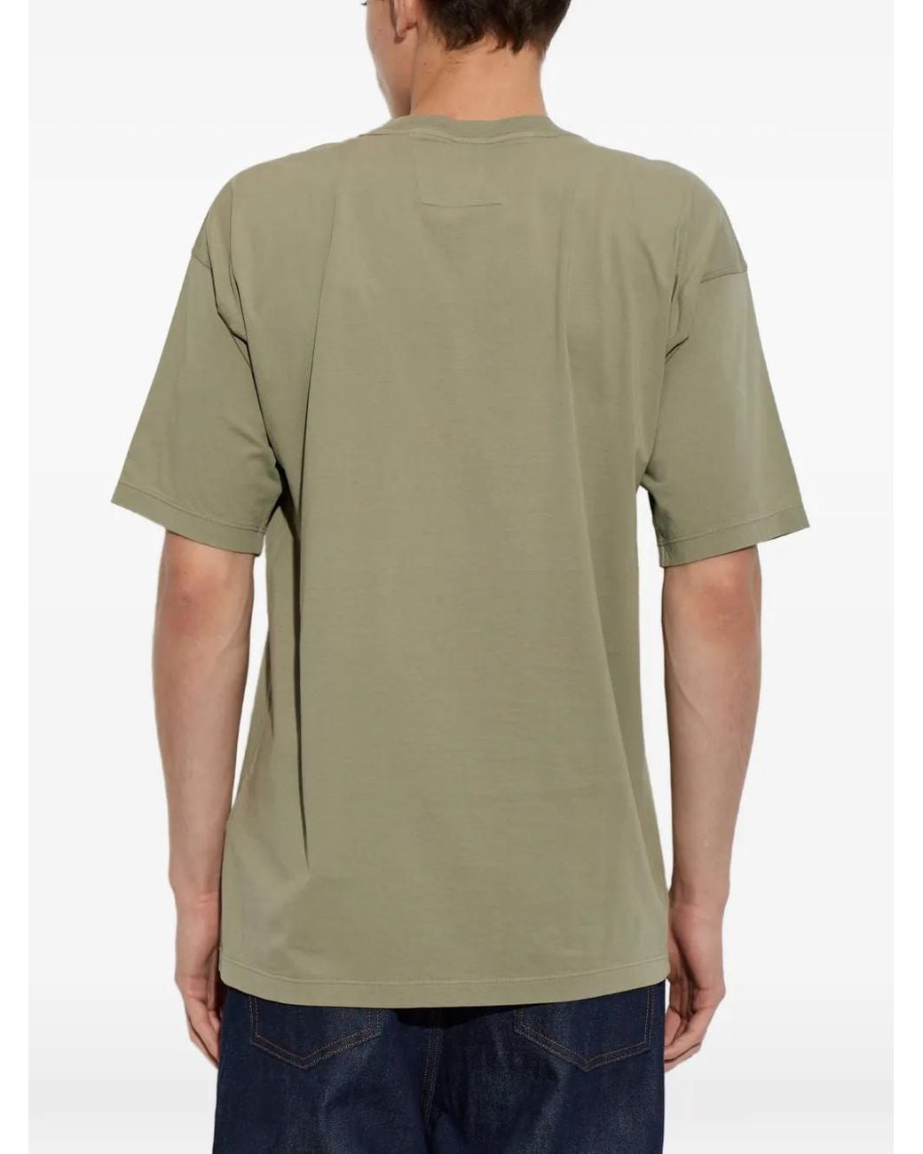 C P Company Green 24/1 Jersey Short-Sleeve Chest Logo T-Shirt for men