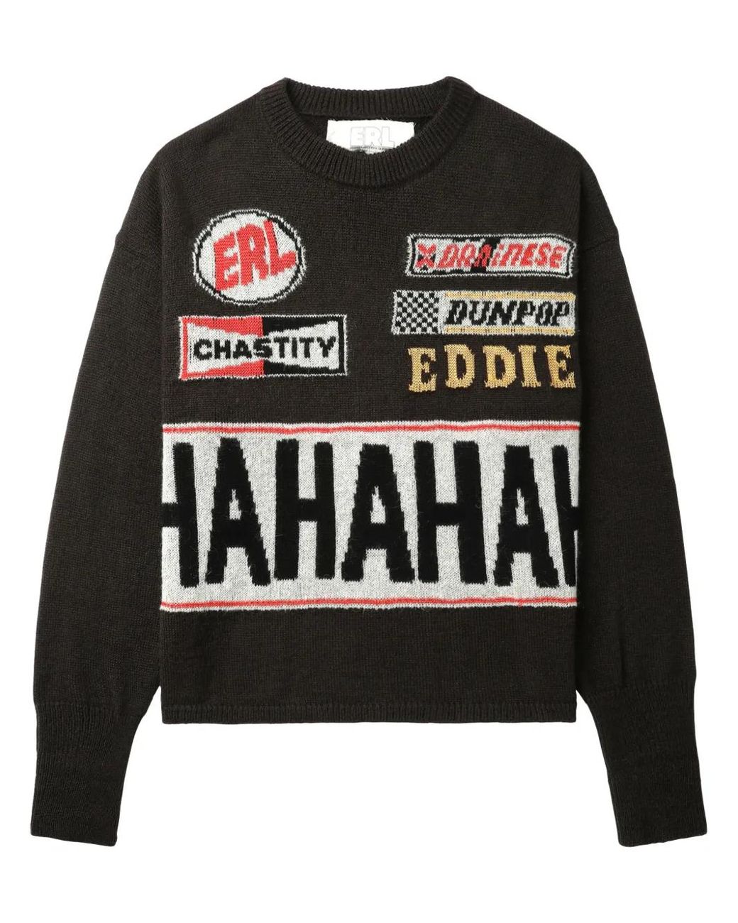 ERL Black Slogan-Intarsia Jumper for men
