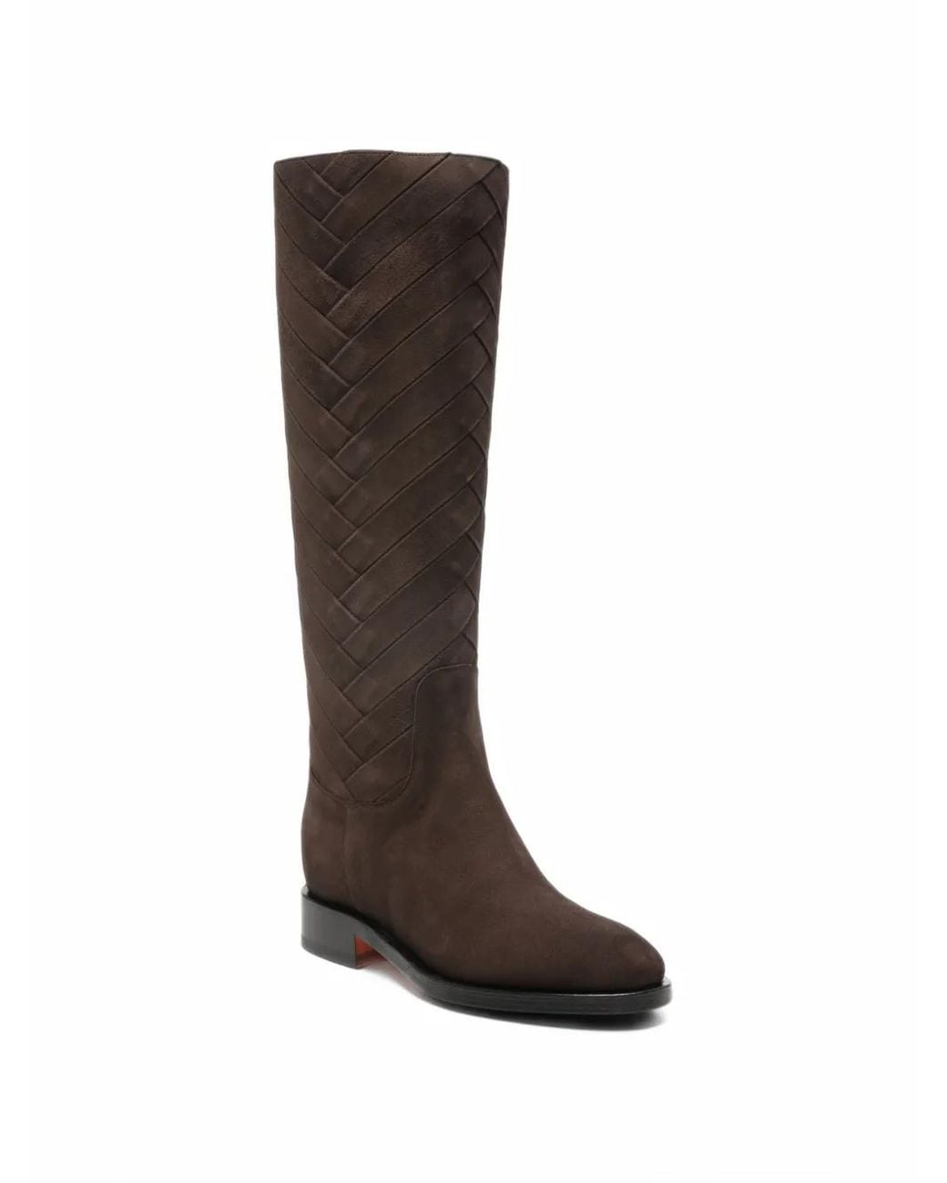 Santoni Black Braided-Panel Boots